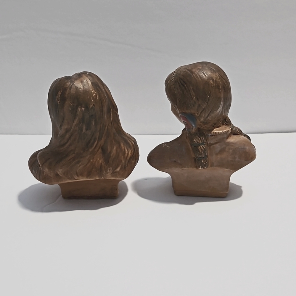 Lily of the Mohawk (2) Porcelain Native American Bust Figures Statues Brown - Picture 4 of 7